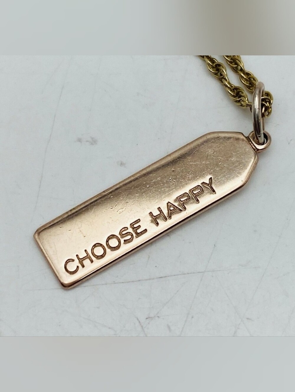 Origami Owl sterling silver vintage rose gold tone “Choose Happy” Pendant Charm
